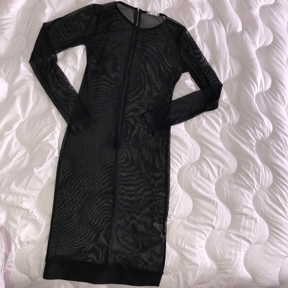 Long Sleeve Mesh Dress